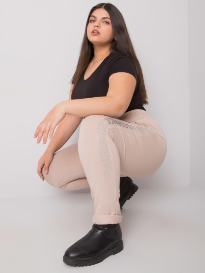 Dámské tepláky  plus size AELIS béžové
