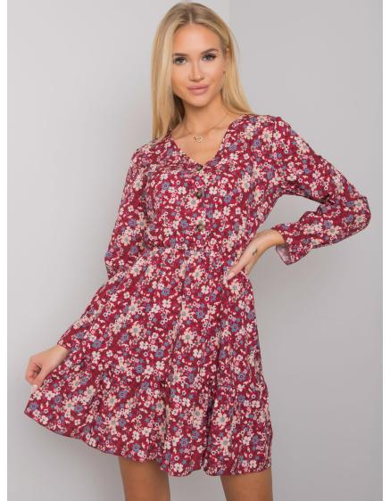 Dámské šaty s volánem Anavi OCH BELLA bordó 