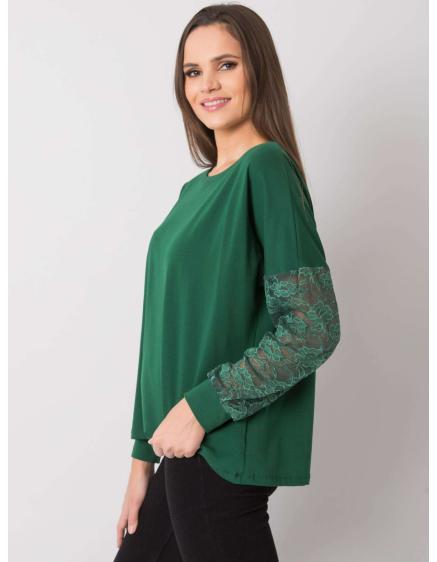 Dámská halenka s krajkou Shantelle RUE PARIS tmavě zelená 