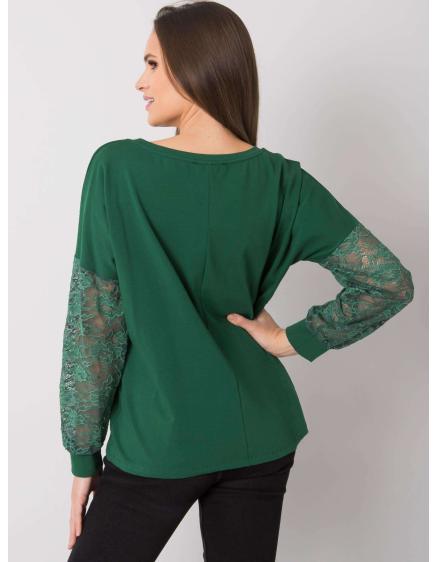 Dámská halenka s krajkou Shantelle RUE PARIS tmavě zelená 