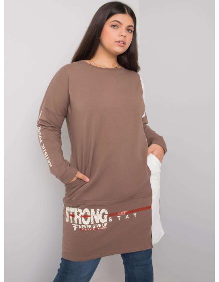 Női plus size pamut tunika ELEASHA barna