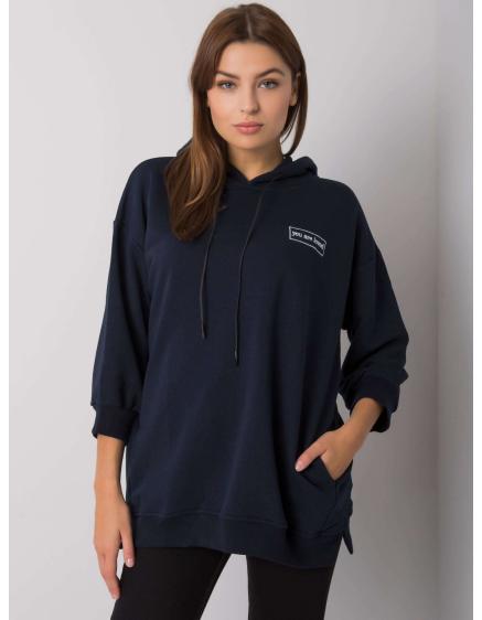 Női pulóver zsebekkel LEORA tengerészkék