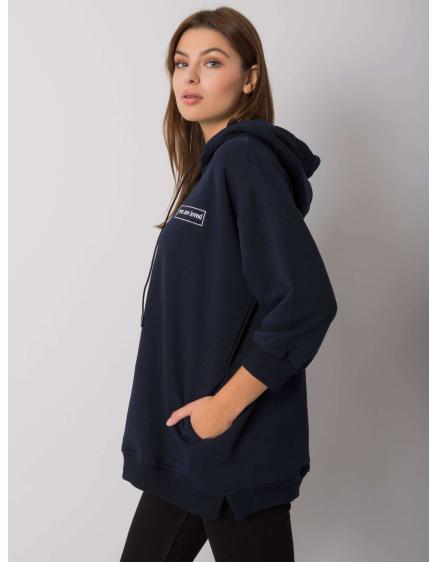 Női pulóver zsebekkel LEORA tengerészkék