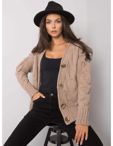 Louissine RUE PARIS női gombos pulóver Sötét bézs színű