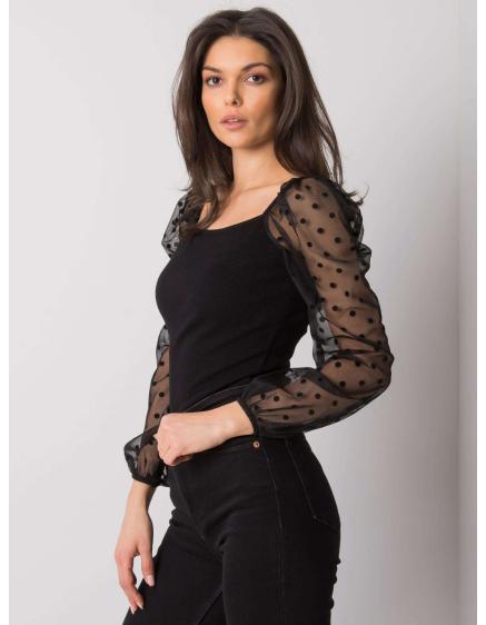 Dámská halenka s ozdobnými rukávy Charm RUE PARIS černá 