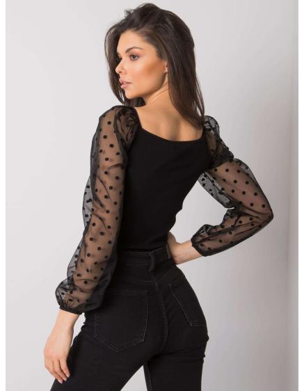 Dámská halenka s ozdobnými rukávy Charm RUE PARIS černá 