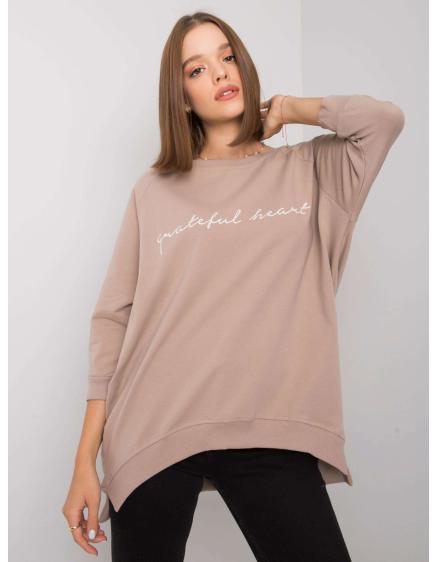 Női kapucnis pulóver Karissa RUE PARIS sötét bézs