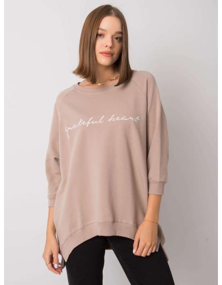 Női kapucnis pulóver Karissa RUE PARIS sötét bézs