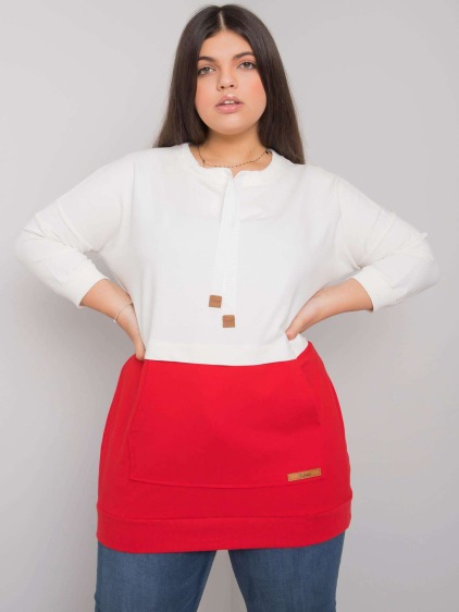 Dámska mikina plus size SIRA ecru-red