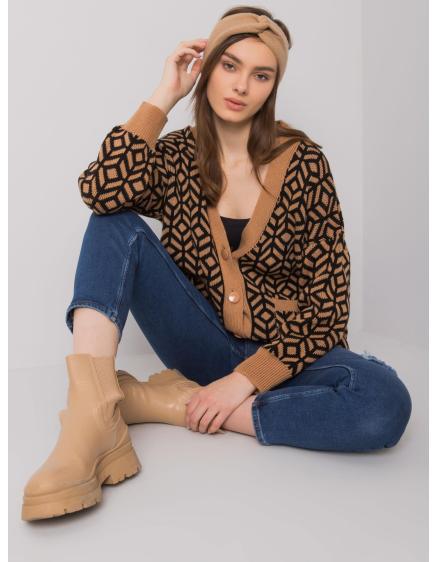 Női mintás pulóver Abrantes RUE PARIS fekete és bézs színben