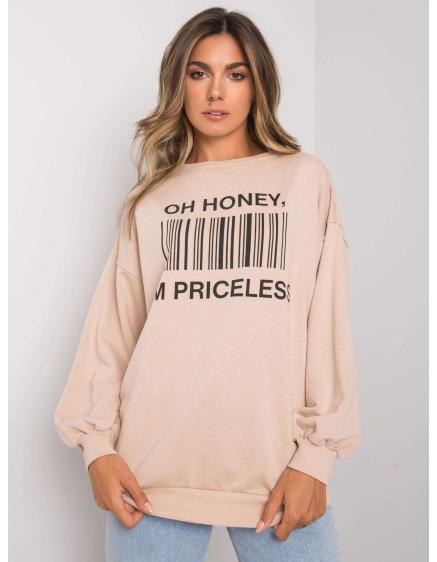 Női nyomtatott pulóver KARIS bézs színben