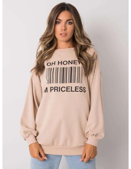 Női nyomtatott pulóver KARIS bézs színben