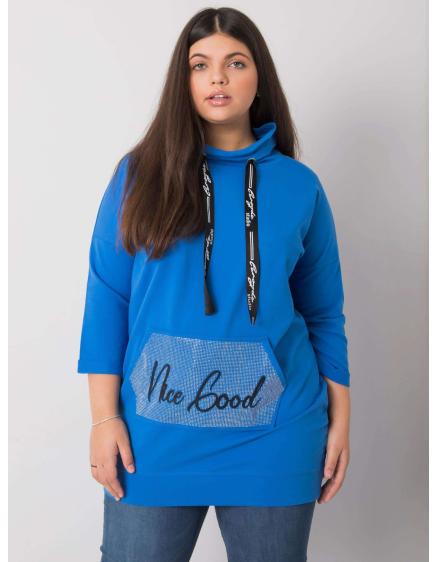 Dámská halenka s kamínky plus size CRYSTAL tmavě modrá 