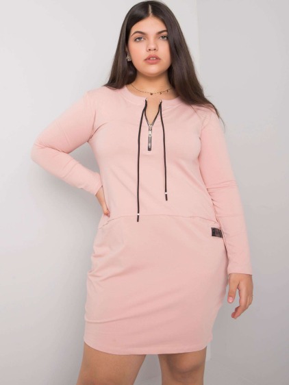 Dámske plus size šaty s vreckami ALESSIA pink