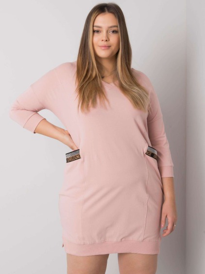 Dámske plus size šaty s vreckami SUSAN pink