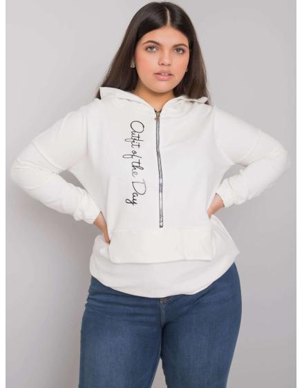 Dámská mikina na zip plus size KAYLEE ecru 