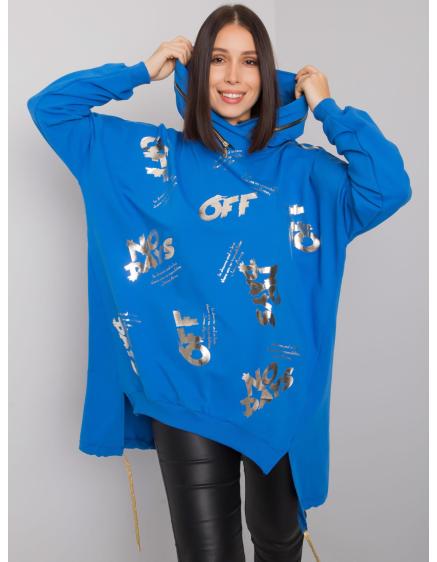 Női kapucnis pulóver plus size PAULIE sötétkék