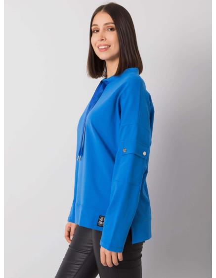 Dámska plus size blúzka s vreckami na rukávoch LUNNARA modrá