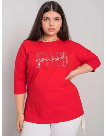 Női plus size blúz strasszkövekkel ELENA vörös