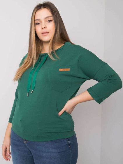 Női kapucnis blúz plus size PASADENA sötétzöld