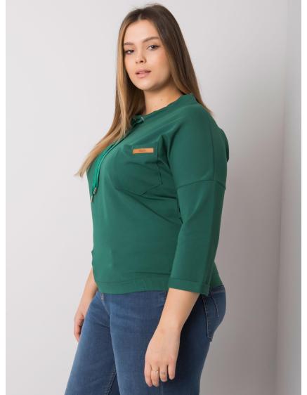 Dámská halenka s kapucí plus size PASADENA tmavě zelená