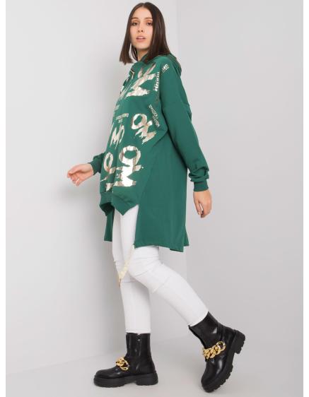 Női pamut plus size pulóver ALLISIA sötétzöld