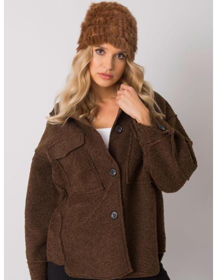 Dámska čiapka s kožušinou svetlohnedá