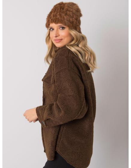 Dámska čiapka s kožušinou svetlohnedá