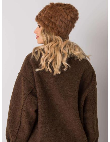 Dámska čiapka s kožušinou svetlohnedá