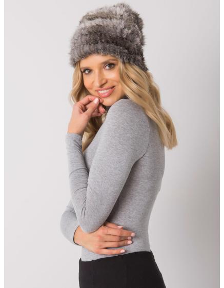 Dámska melanžová kožušinová čiapka tmavosivá
