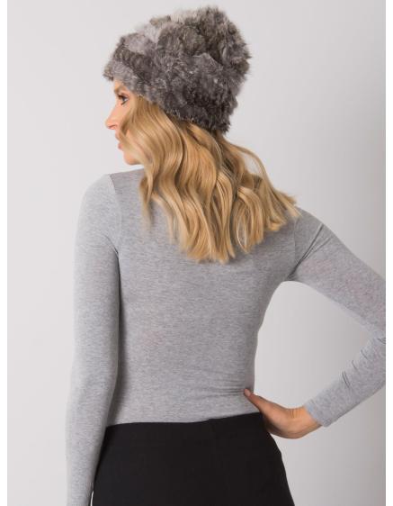 Dámska melanžová kožušinová čiapka tmavosivá