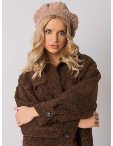 Dámska čiapka s aplikáciou tmavobéžová