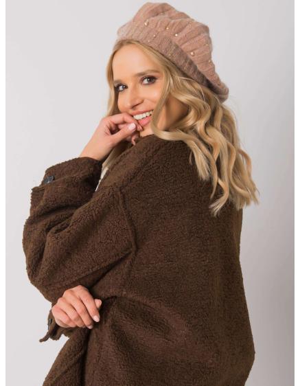 Dámska čiapka s aplikáciou tmavobéžová