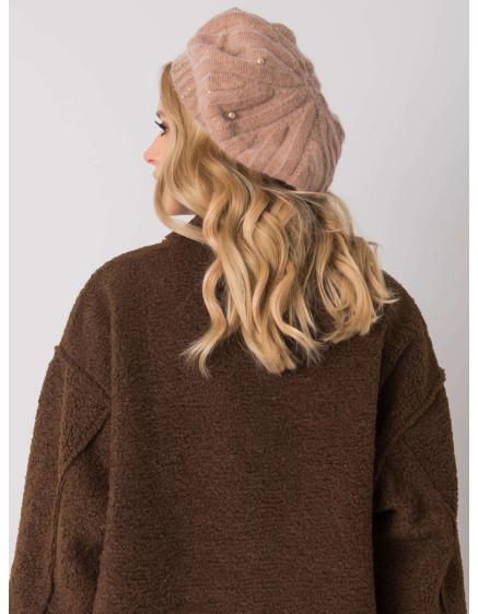 Dámska čiapka s aplikáciou tmavobéžová