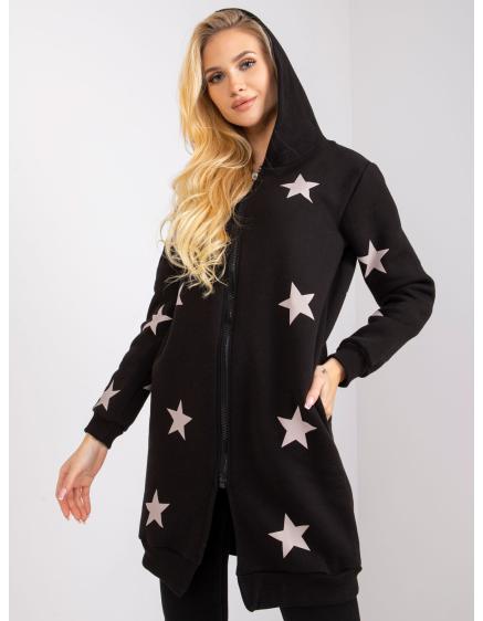 Női kapucnis pulóver MARRAKECH nyomtatással fekete