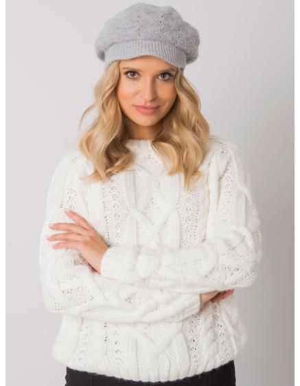 Női téli sapka szőrmés díszítéssel szürke