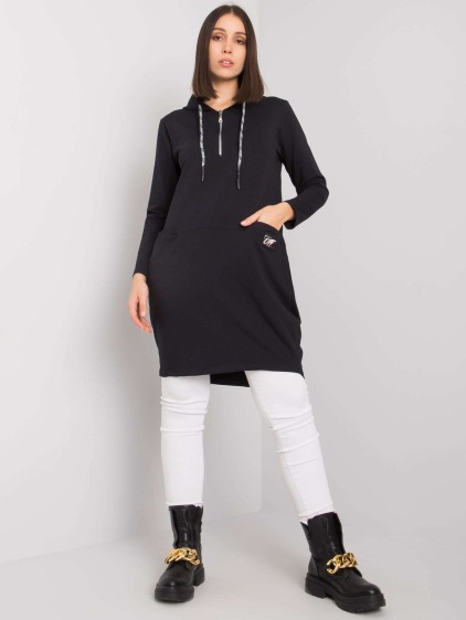 Női kapucnis pamut plus size tunika KIERRA fekete