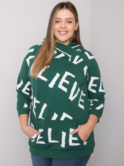 Dámská mikina plus size vzorovaná PERTH tmavě zelená 
