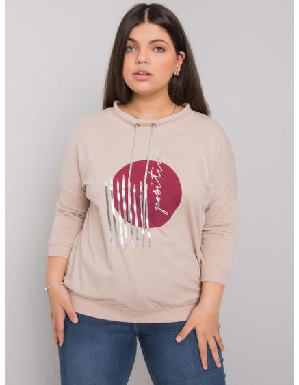 Női blúz applikációval BELLA világos bézs színben