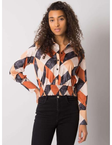 Dámska vzorovaná košeľová blúzka GRIZELLA black and beige