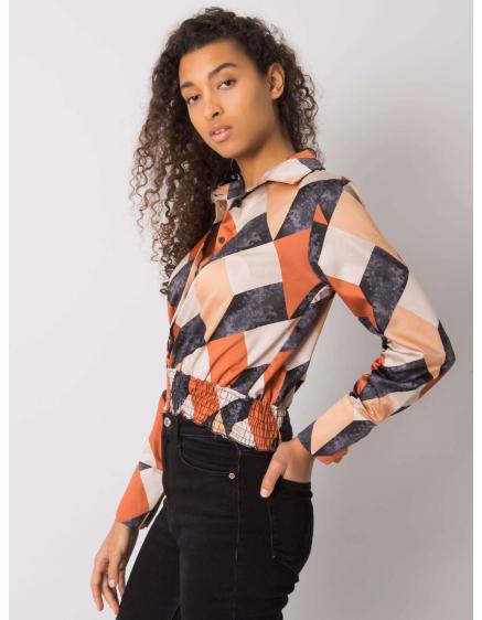 Dámska vzorovaná košeľová blúzka GRIZELLA black and beige