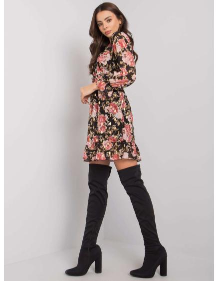 Dámské šaty s volánem ALISIA černo-růžové 