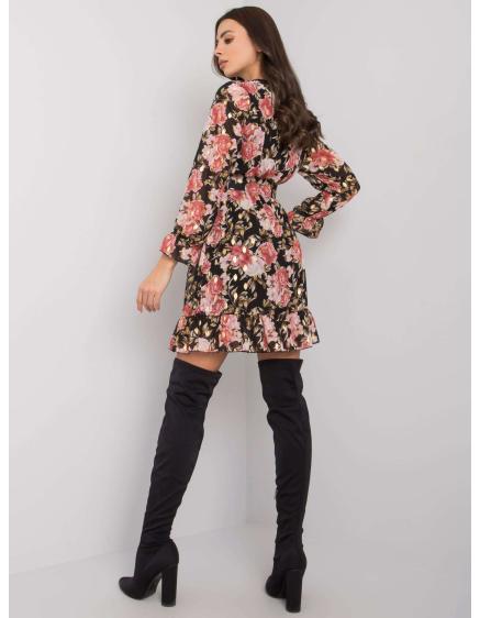 Dámské šaty s volánem ALISIA černo-růžové 