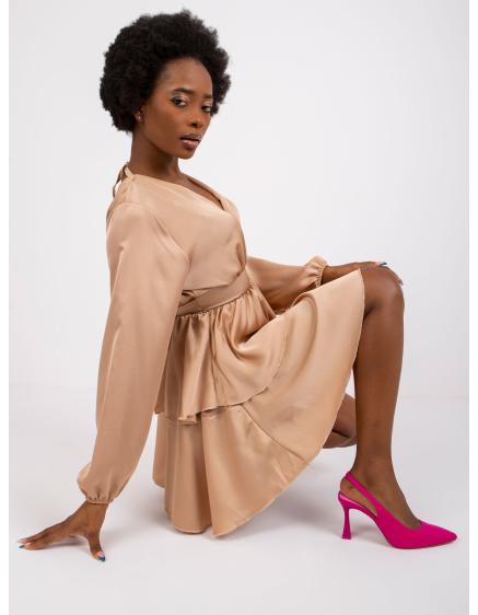 Női fodros ruha RIMINI világos bézs színben