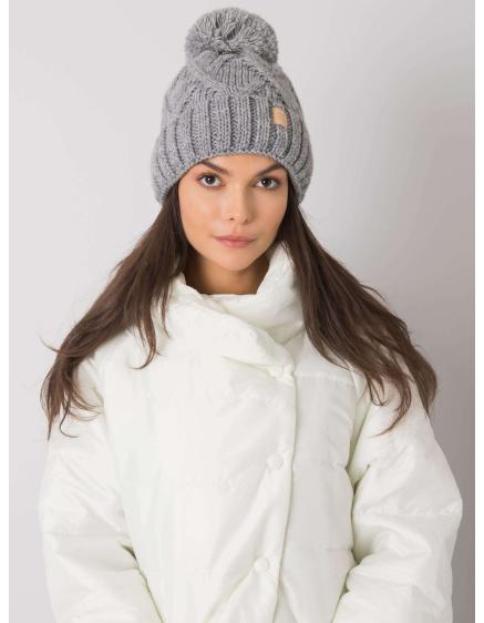 Női pomponos sapka WINTER szürke