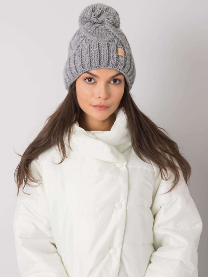 Női pomponos sapka WINTER szürke