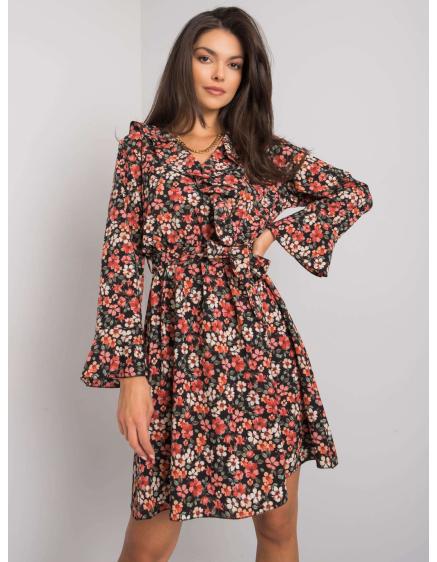 Női virágos ruha GRACELYNN fekete és rózsaszín