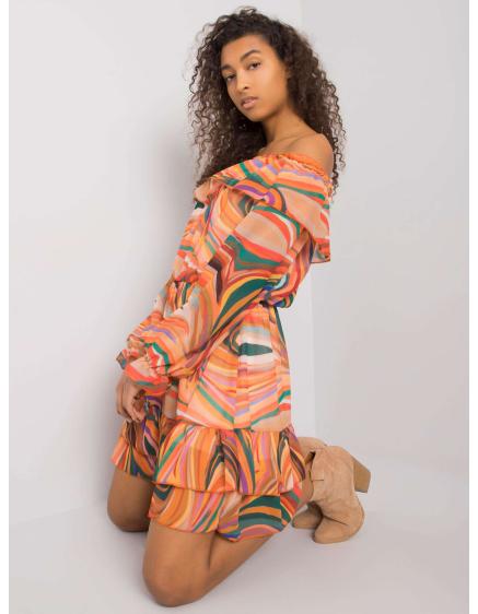 EDMONTON női fodros ruha narancs színben