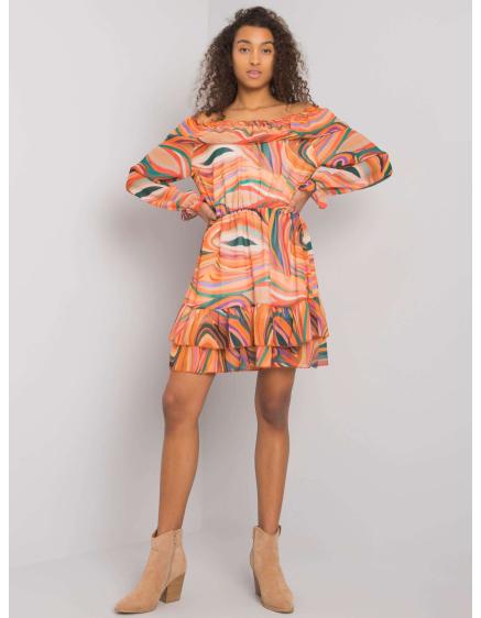 EDMONTON női fodros ruha narancs színben
