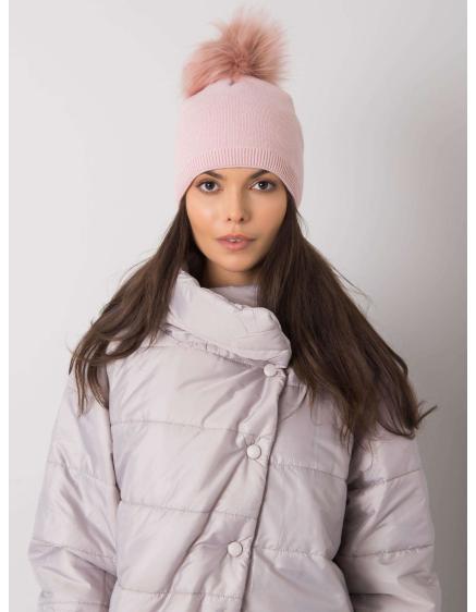 Dámska čiapka s bambulou zateplená svetloružová